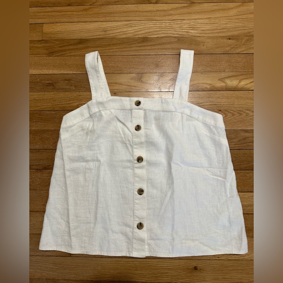 NWT JCrew White Button-Front Crop Top Linen. - Picture 2 of 4